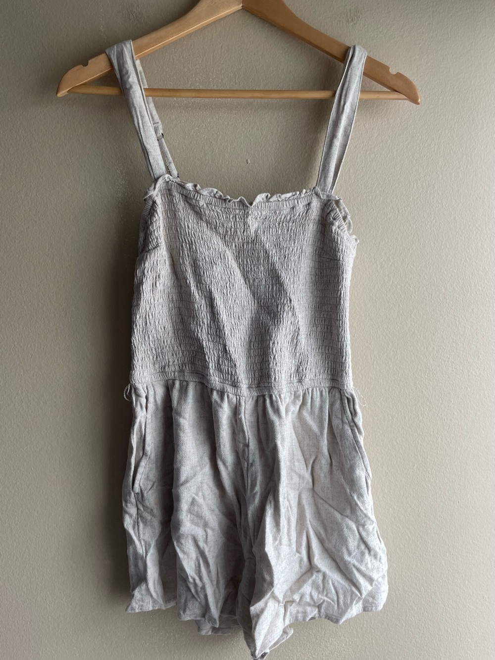 Abercrombie Fitch Women Linen Romper Cream Ivory Size Medium